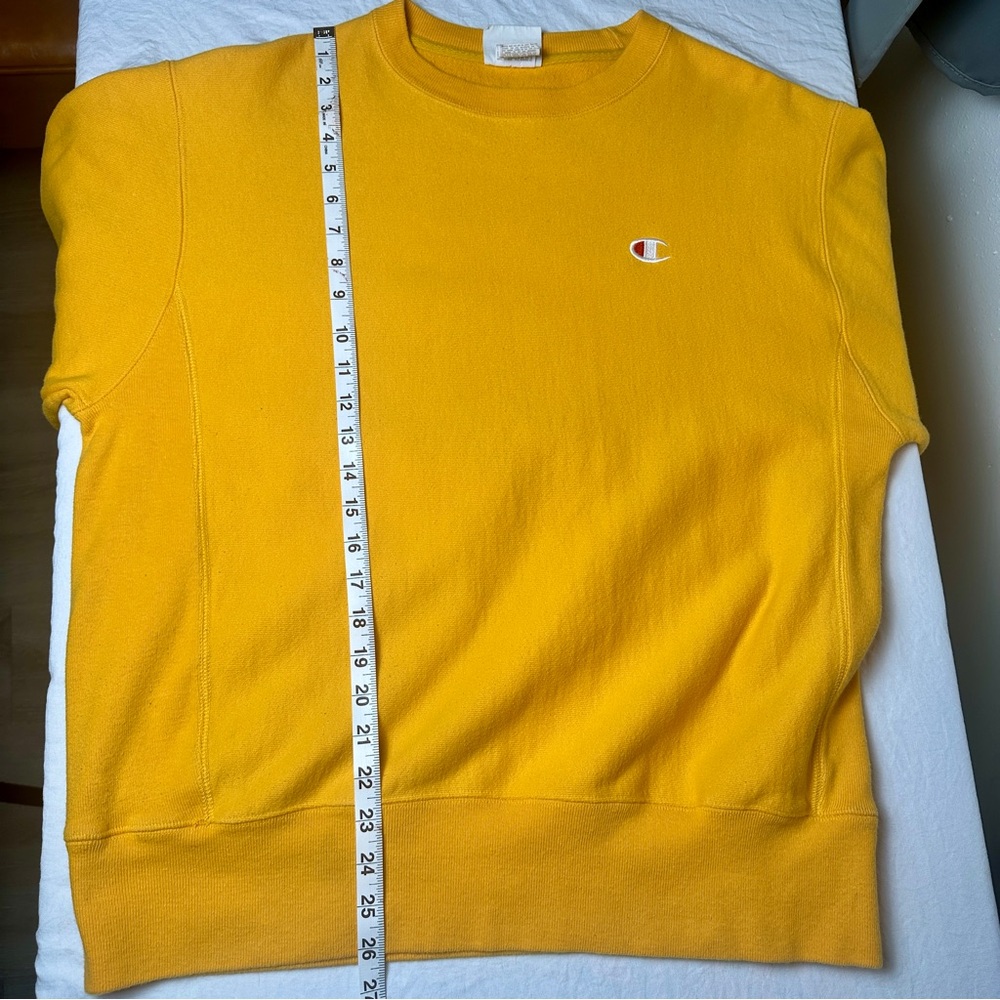 Champion Yellow Women's Crewneck Sweatshirt with Small Logo - Picture 7 of 7